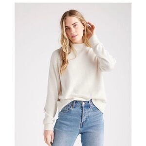 NWT Quince 100% Organic Cotton Mock Neck Sweater Ivory Large